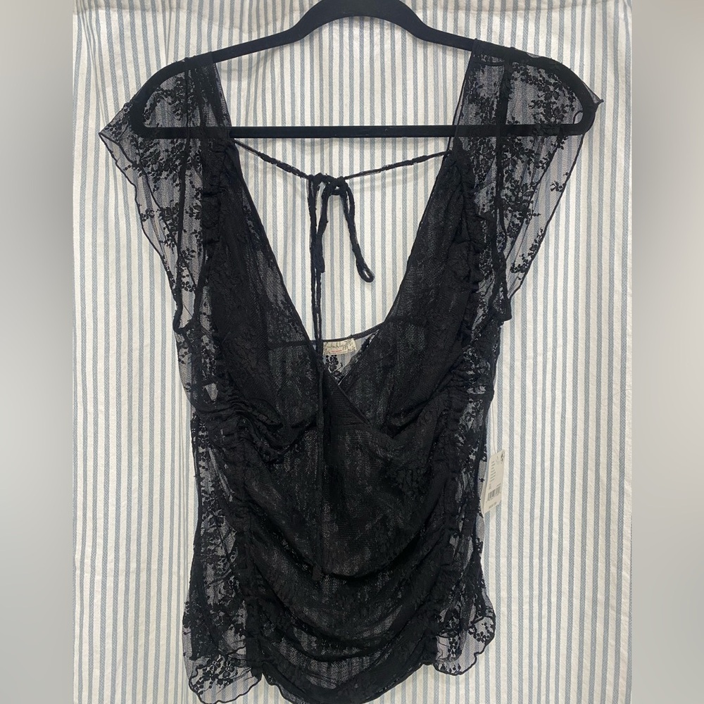 Free People Intimates Black Lace Top